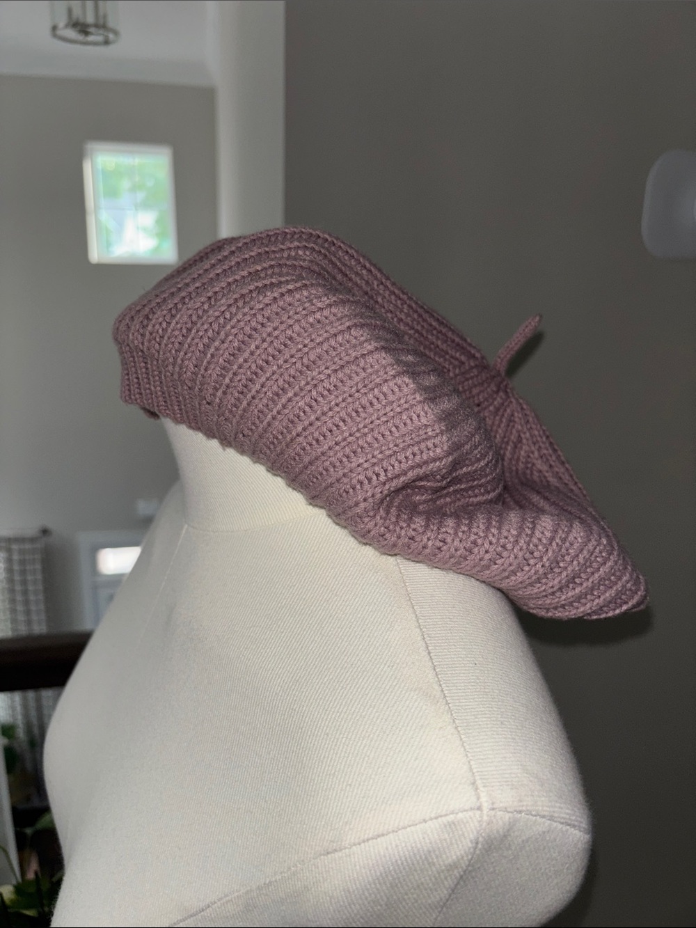 Classic Knit Beret in Mauve Purple - Women's Accessory